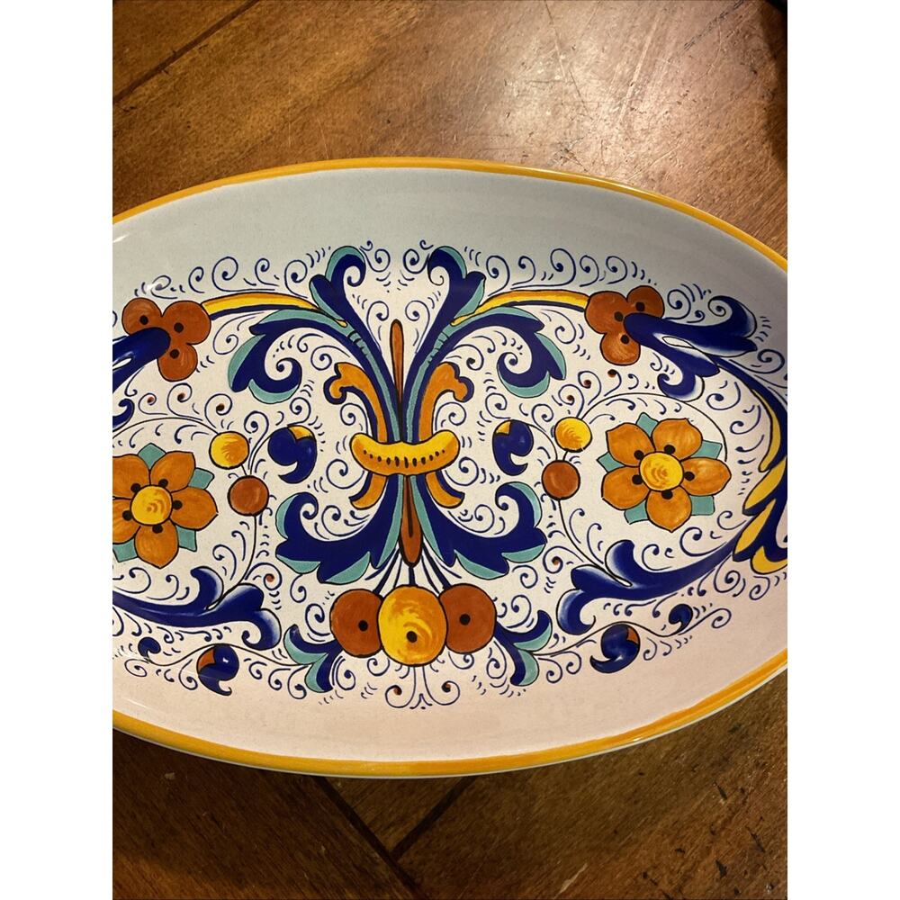 Ceramica Nova Deruta Oval Italian Pottery Tray 10.5” x 7" Hand Painted Italy - Picture 3 of 5